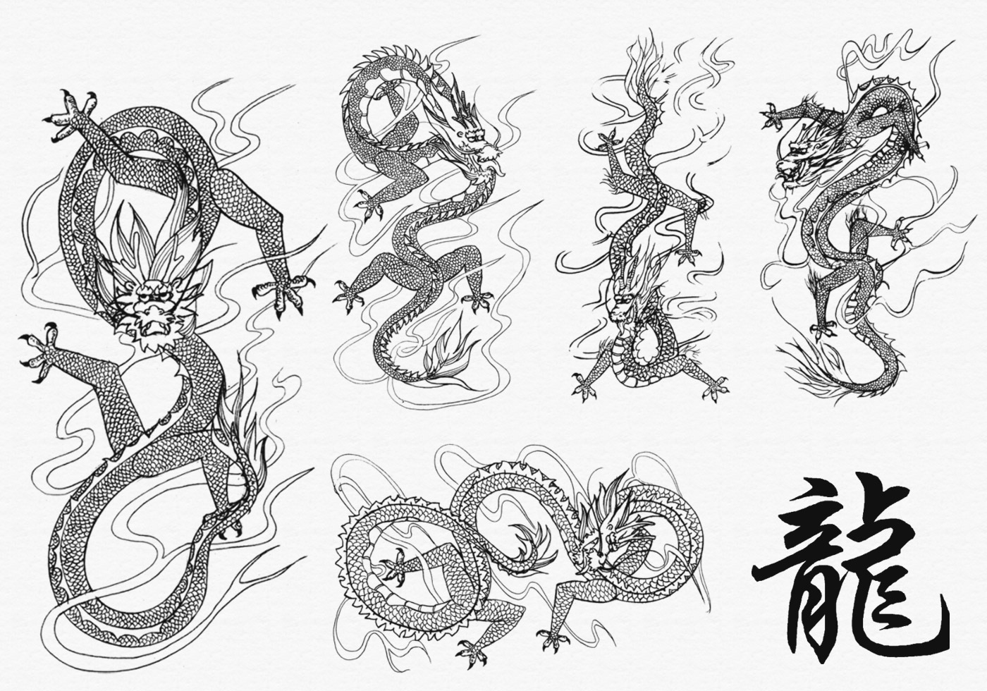 Chinese Dragons Brushes by hawksmont Free Brushes at Brusheezy!