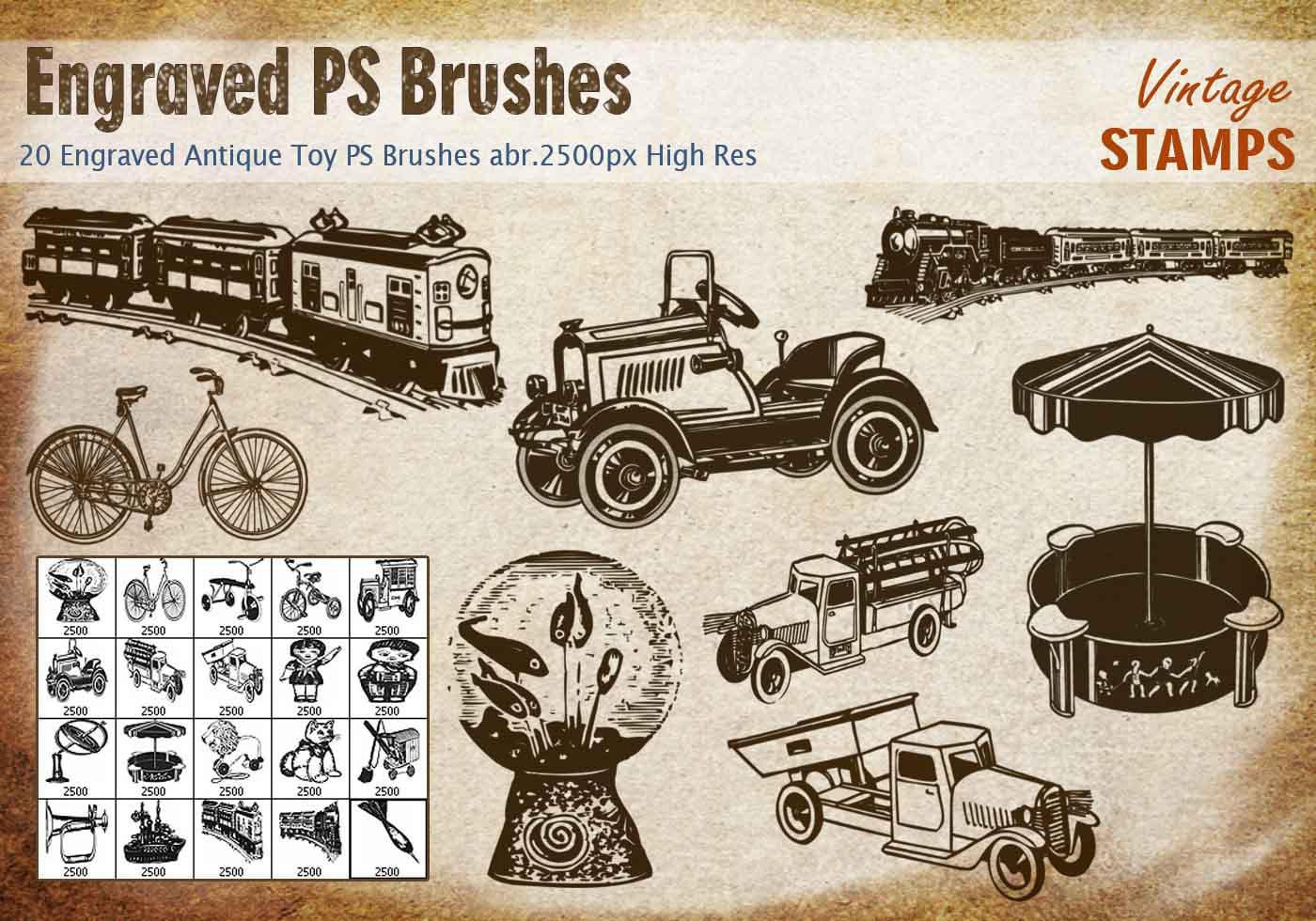 Engraved Antique Toy PS Brushes abr. Free Brushes at Brusheezy!