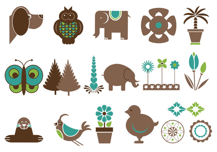 Cute Animals and Flowers Vector Pack Cute Animals and Flowers Vector Pack