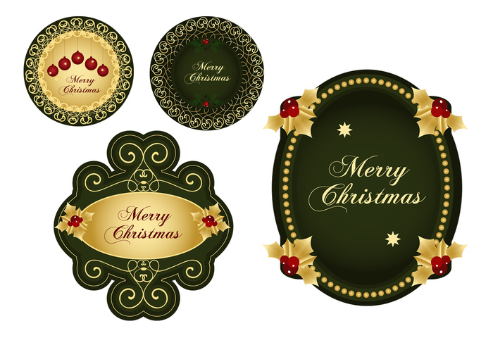 Green & Gold Christmas Label Brushes Green & Gold Christmas Label Brushes