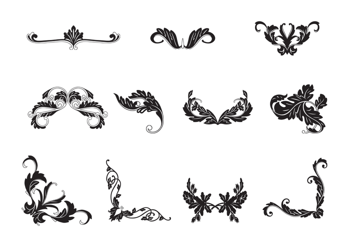 Black & White Floral Ornamental Brushes Black & White Floral Ornamental Brushes