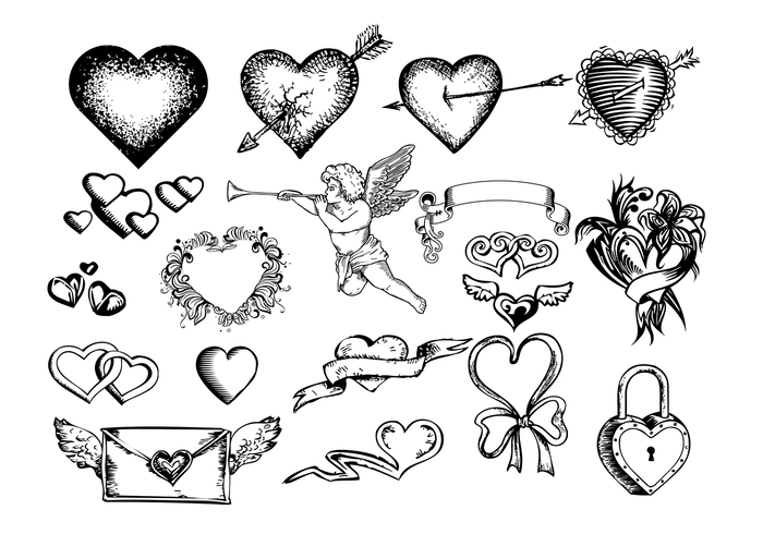 Etched Hearts Brushes Etched Hearts Brushes