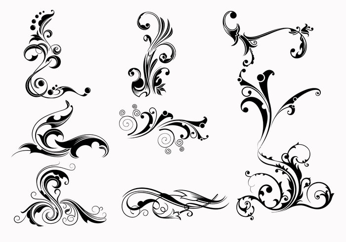 Nine Swirly Scroll Brushes Nine Swirly Scroll Brushes