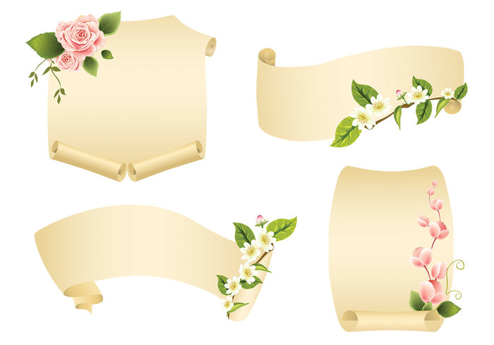 Floral Scroll Banner PSD Pack Floral Scroll Banner PSD Pack