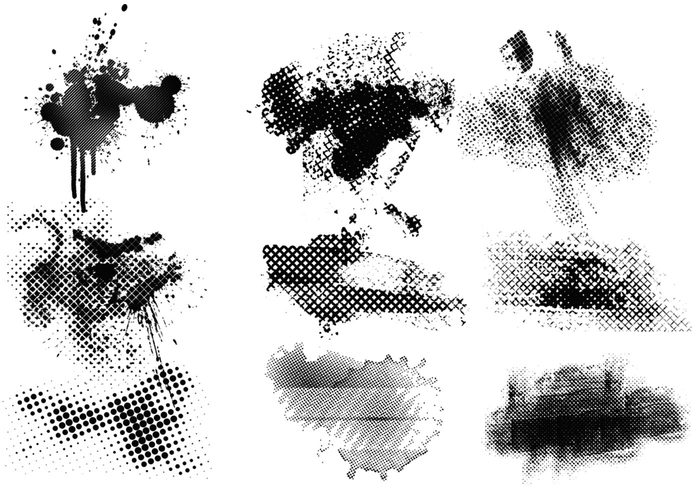 Grungy Halftone Brush Element Pack Grungy Halftone Brush Element Pack