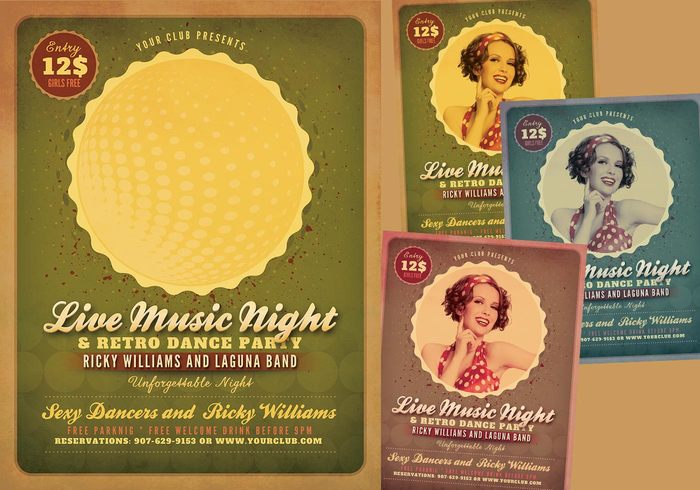 Retro Music Party PSD Flyer Pack Retro Music Party PSD Flyer Pack