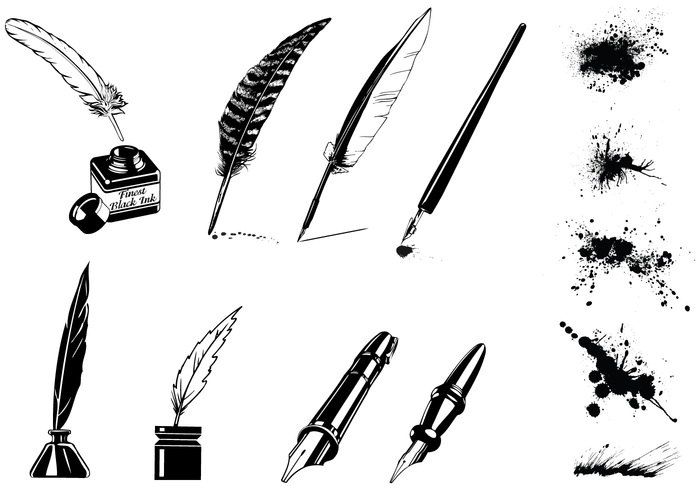 Vintage Ink Pen Brushes and Splatter Brush Pack Vintage Ink Pen Brushes and Splatter Brush Pack