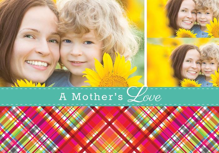 Plaid Mother's Day Card PSD Template Plaid Mother's Day Card PSD Template