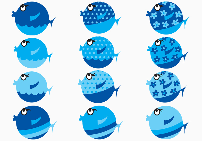 Blue Cartoon Fish Brushes Pack Blue Cartoon Fish Brushes Pack