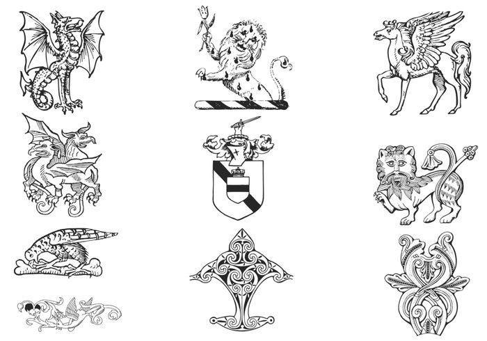 Hand Drawn Heraldry Brushes Pack Hand Drawn Heraldry Brushes Pack