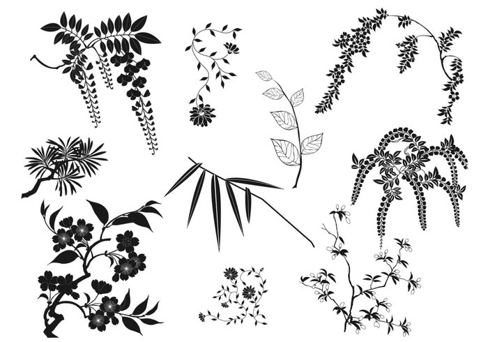 Oriental Branches and Leaves Brushes Pack Oriental Branches and Leaves Brushes Pack