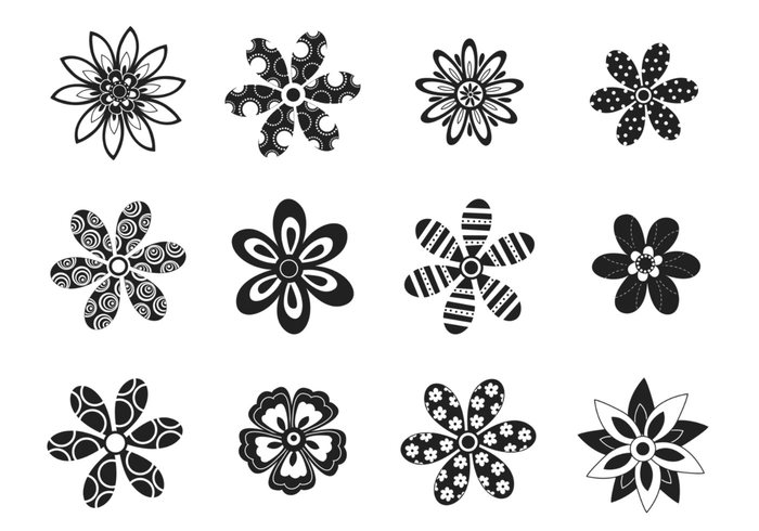 Decorative Black and White Flower Brushes Decorative Black and White Flower Brushes
