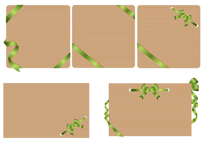 Craft Paper Backgrounds with Green Ribbons Craft Paper Backgrounds with Green Ribbons