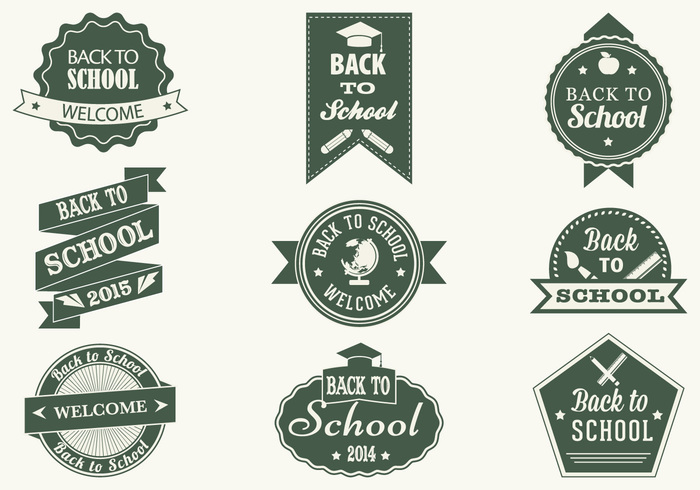 Vintage Back To School Brush Labels and PSD Pack Vintage Back To School Brush Labels and PSD Pack