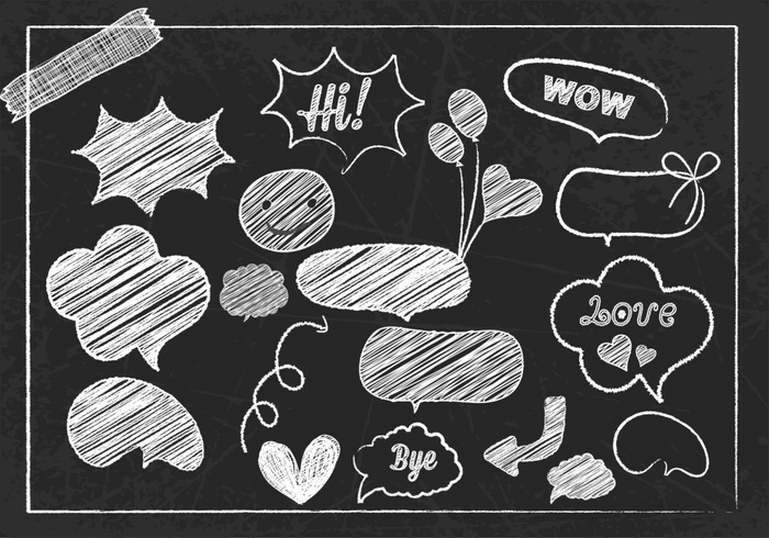 Chalk Drawn Speech Bubble and Doodle Brush and PSD Pack Chalk Drawn Speech Bubble and Doodle Brush and PSD Pack