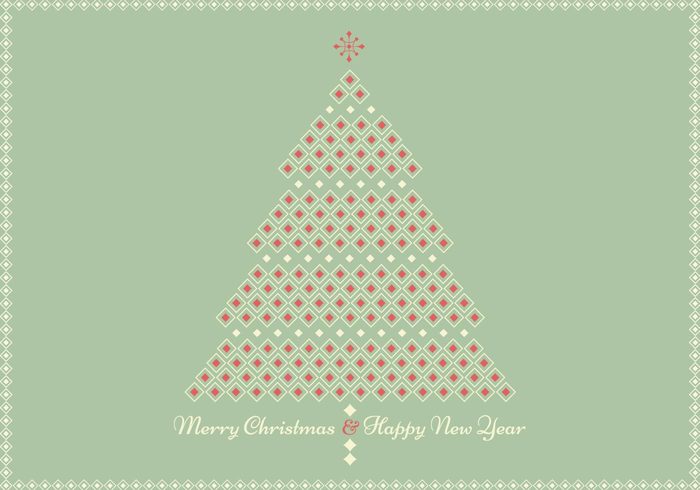 Retro Geometric Christmas Tree Greeting Card PSD Retro Geometric Christmas Tree Greeting Card PSD