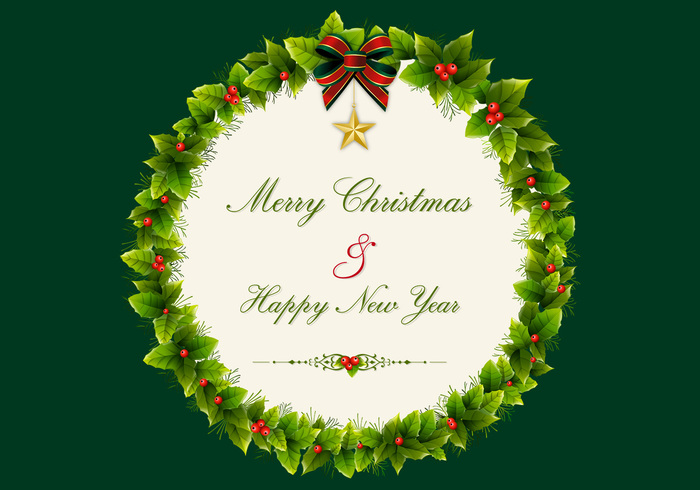 Christmas Holly Wreath PSD Background Christmas Holly Wreath PSD Background