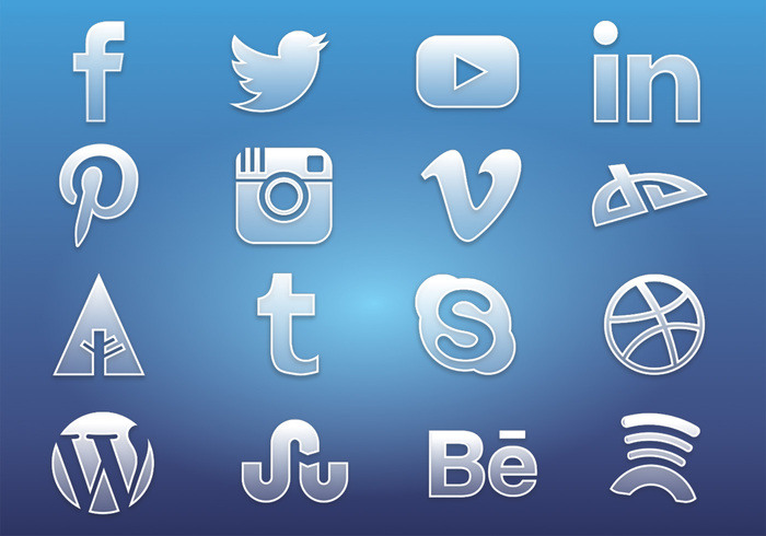 Glass Social Media Icons PSD Glass Social Media Icons PSD