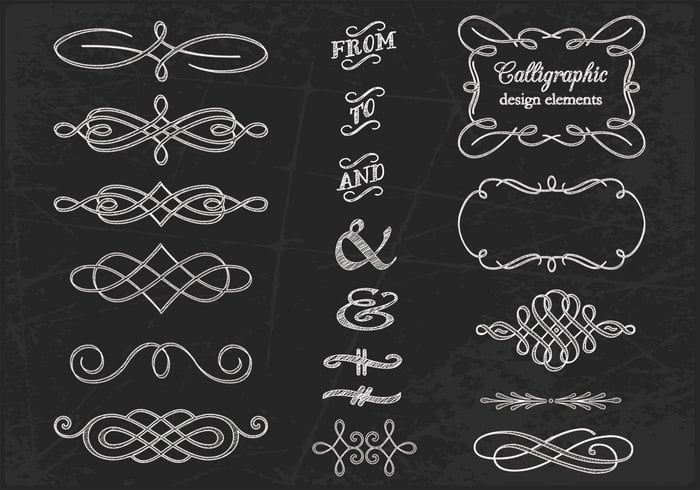 Chalk Drawn Calligraphic Ornament PSDs Chalk Drawn Calligraphic Ornament PSDs