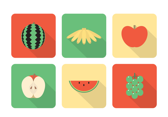 Long Shadow Fruit Icon PSD Set Long Shadow Fruit Icon PSD Set