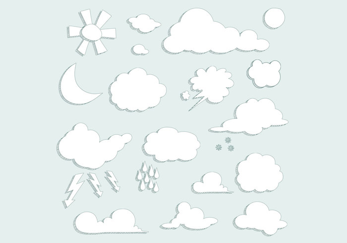 Sketched Clouds Weather PSD Set Sketched Clouds Weather PSD Set