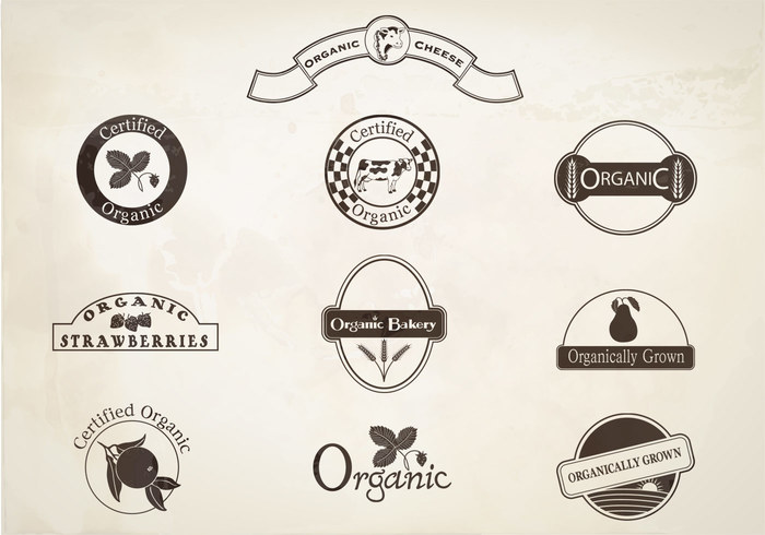 Retro Organic Labels Brushes Retro Organic Labels Brushes