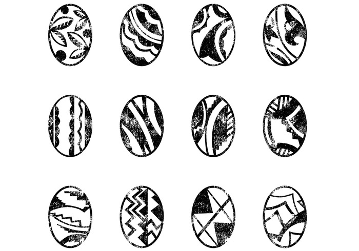 Decorative Grungy Easter Eggs Brushes Decorative Grungy Easter Eggs Brushes