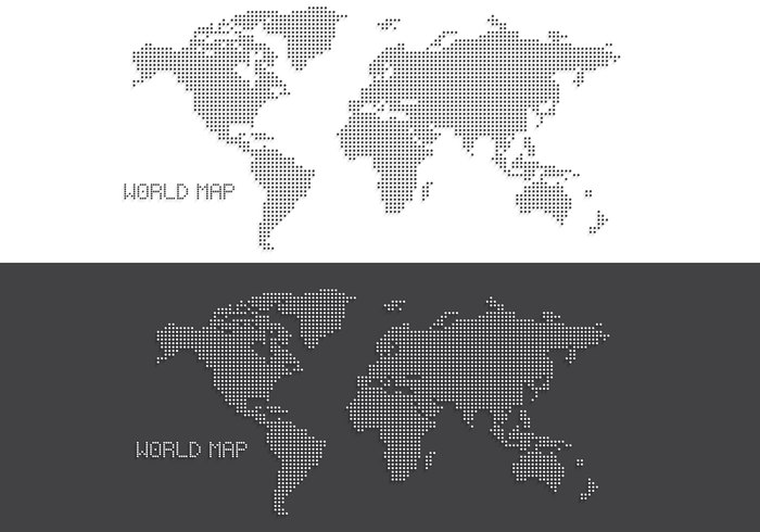 Black and White Dotted World Map PSD Black and White Dotted World Map PSD
