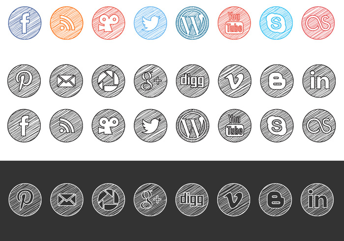 Sketchy Drawn Social Media Icons PSD Pack Sketchy Drawn Social Media Icons PSD Pack