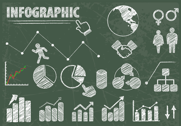 Chalk Drawn Infographic Elements PSD Set Chalk Drawn Infographic Elements PSD Set