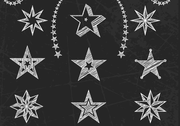 Chalk Drawn Stars PSD Set Chalk Drawn Stars PSD Set