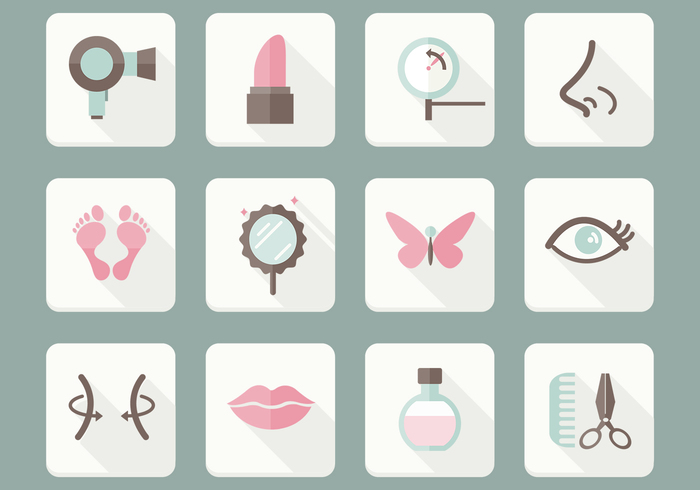 Flat Beauty Care Icons PSD Set Flat Beauty Care Icons PSD Set