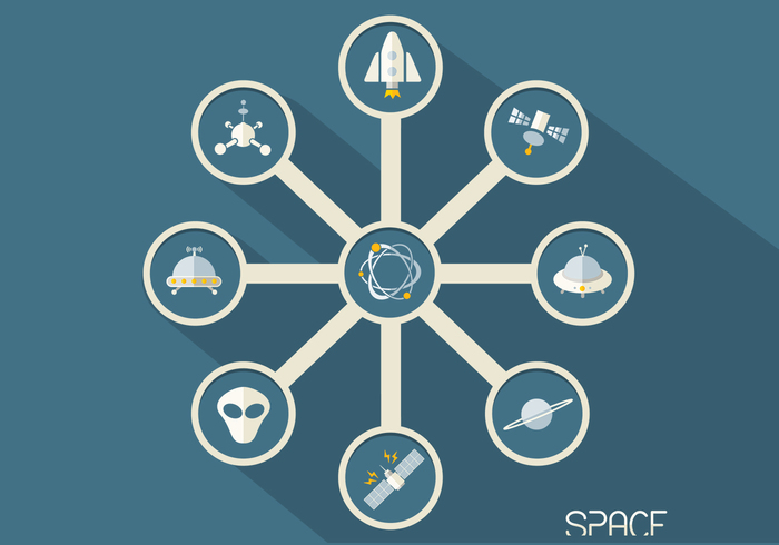 Flat Space Icons PSD Set Flat Space Icons PSD Set