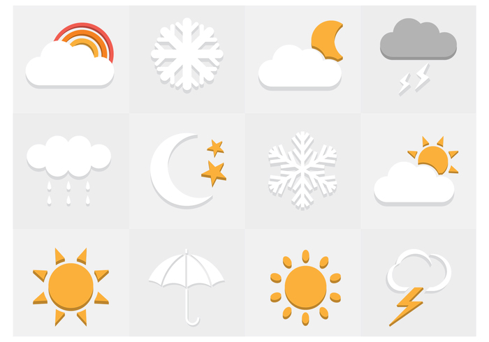 Flat Weather Icons PSD Set Flat Weather Icons PSD Set