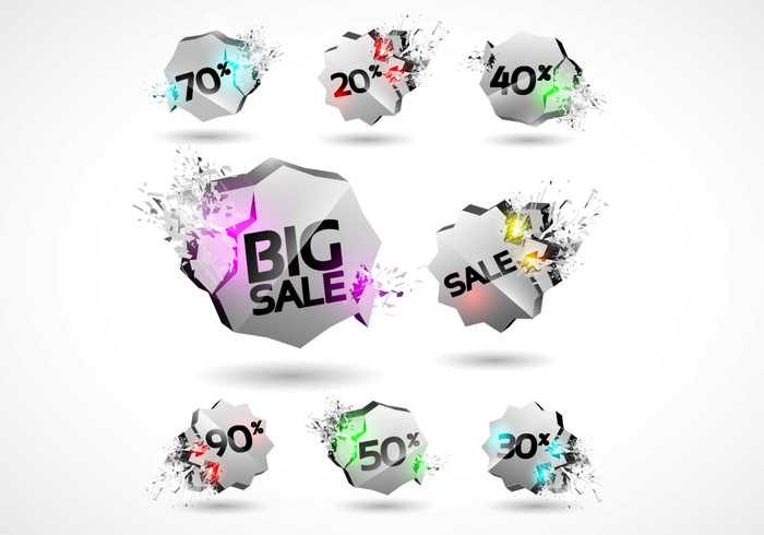 3D Explosion Sale Badges PSD Set 3D Explosion Sale Badges PSD Set