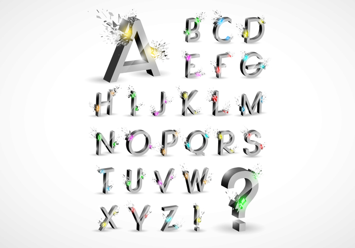3D Explosion Alphabet PSD Set 3D Explosion Alphabet PSD Set