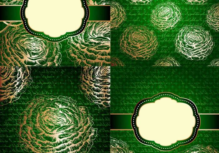 Emerald and Gold Floral Vintage Backgrounds PSD Emerald and Gold Floral Vintage Backgrounds PSD