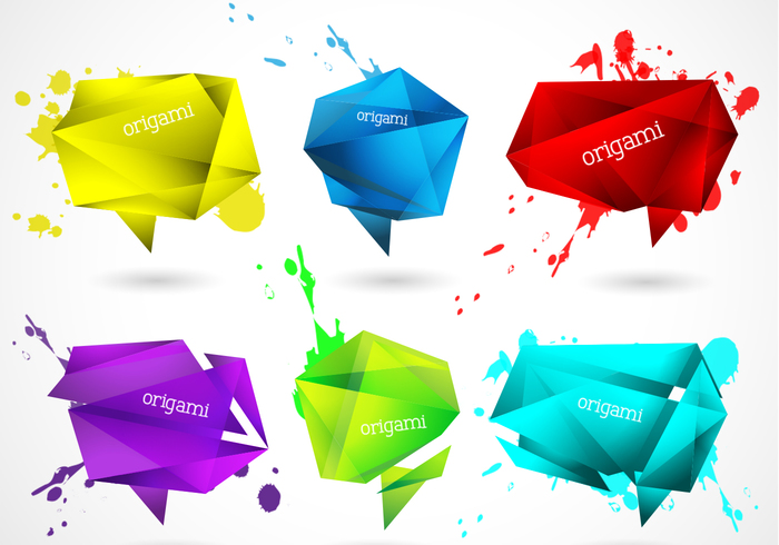 Splattered Origami Banners PSD Set Splattered Origami Banners PSD Set