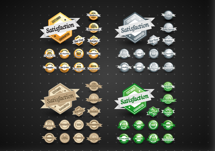 Gold, Silver, Bronze, & Green Satisfaction Labels PSD Set Gold, Silver, Bronze, & Green Satisfaction Labels PSD Set