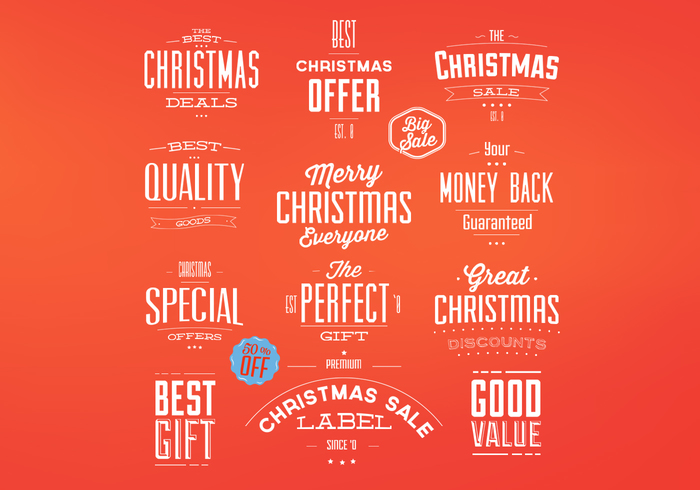 Retro Christmas Badges PSD Set Retro Christmas Badges PSD Set