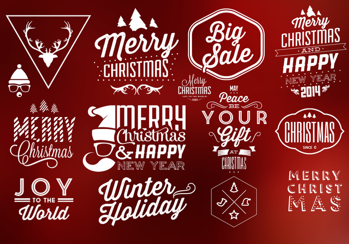 Typographic Christmas PSD Elements Typographic Christmas PSD Elements