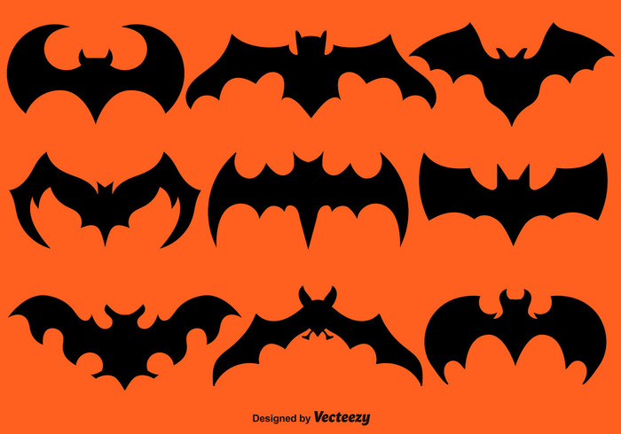 Set Of Black Bat Silhouettes Brushes Set Of Black Bat Silhouettes Brushes