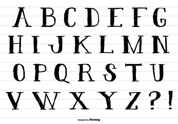 Hand Drawn Ink Style Alphabet PSD Hand Drawn Ink Style Alphabet PSD