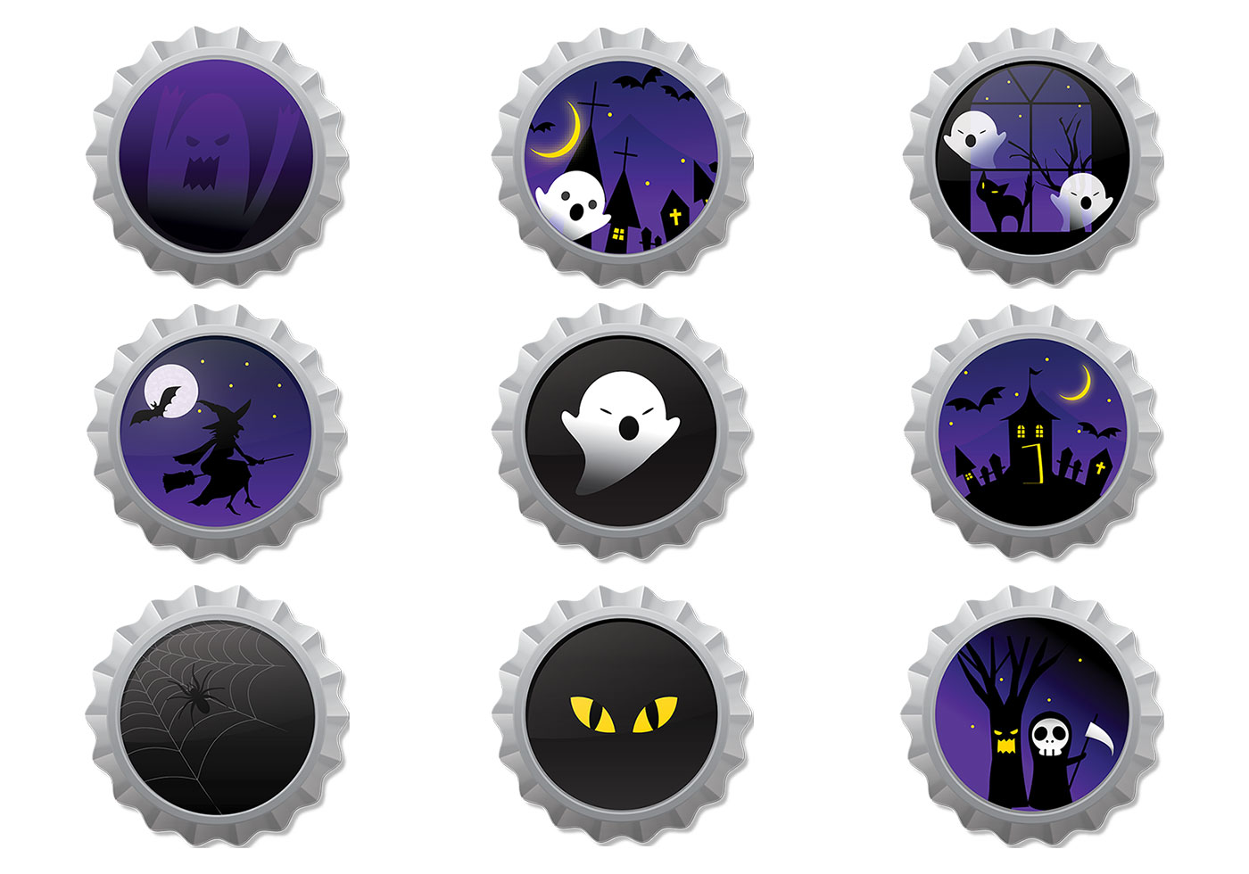 Halloween Bottle Caps PSD Pack Free Brushes at Brusheezy!