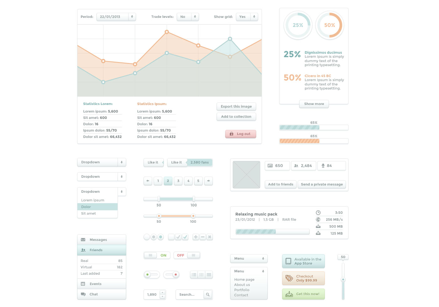 Soft White UI Kit - Free Photoshop Brushes at Brusheezy!
