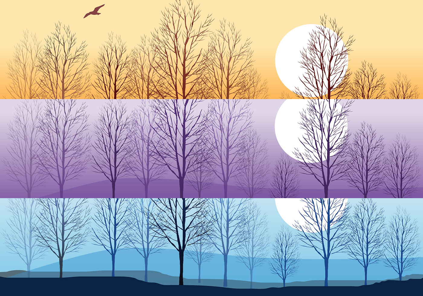 Silhouette Trees Wallpaper and Brushes Pack - Free Photoshop Brushes at
