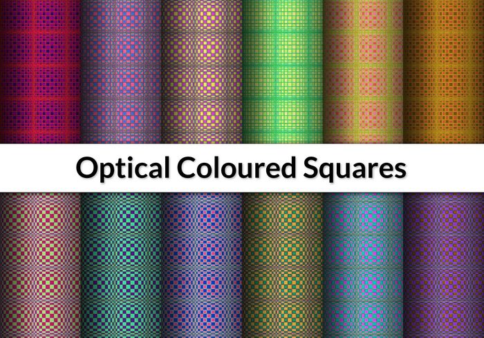 12 motifs de carrés optiques colorés