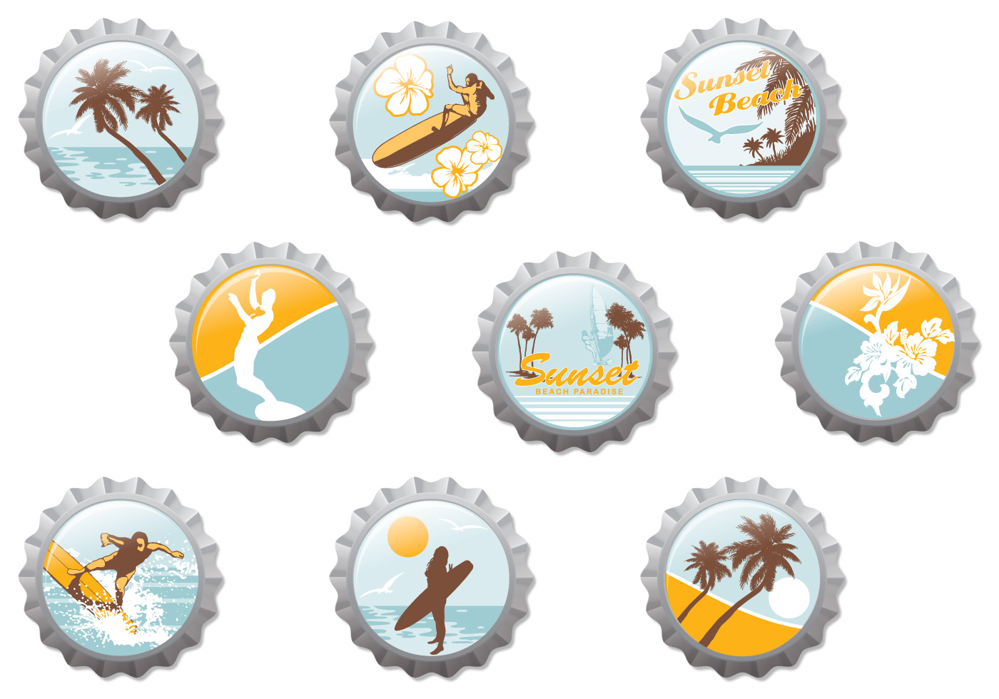 Surf Beach Bottle Cap Brushes Pack Free Brushes at Brusheezy!