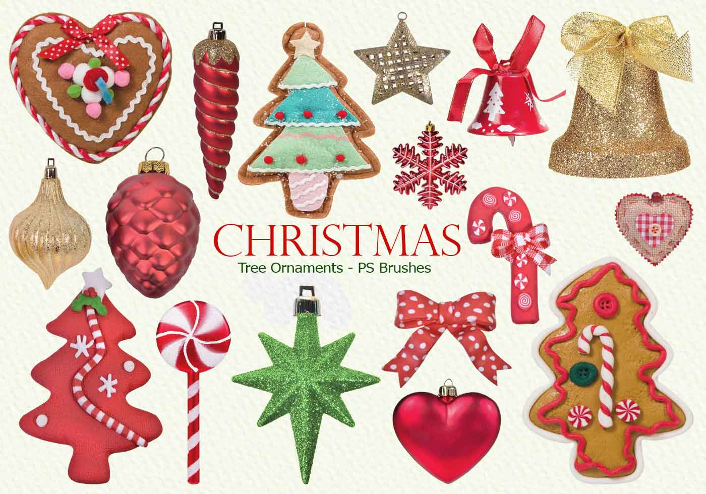 20 Christmas Tree Ornaments PS Brushes abr. Vol.16 Free