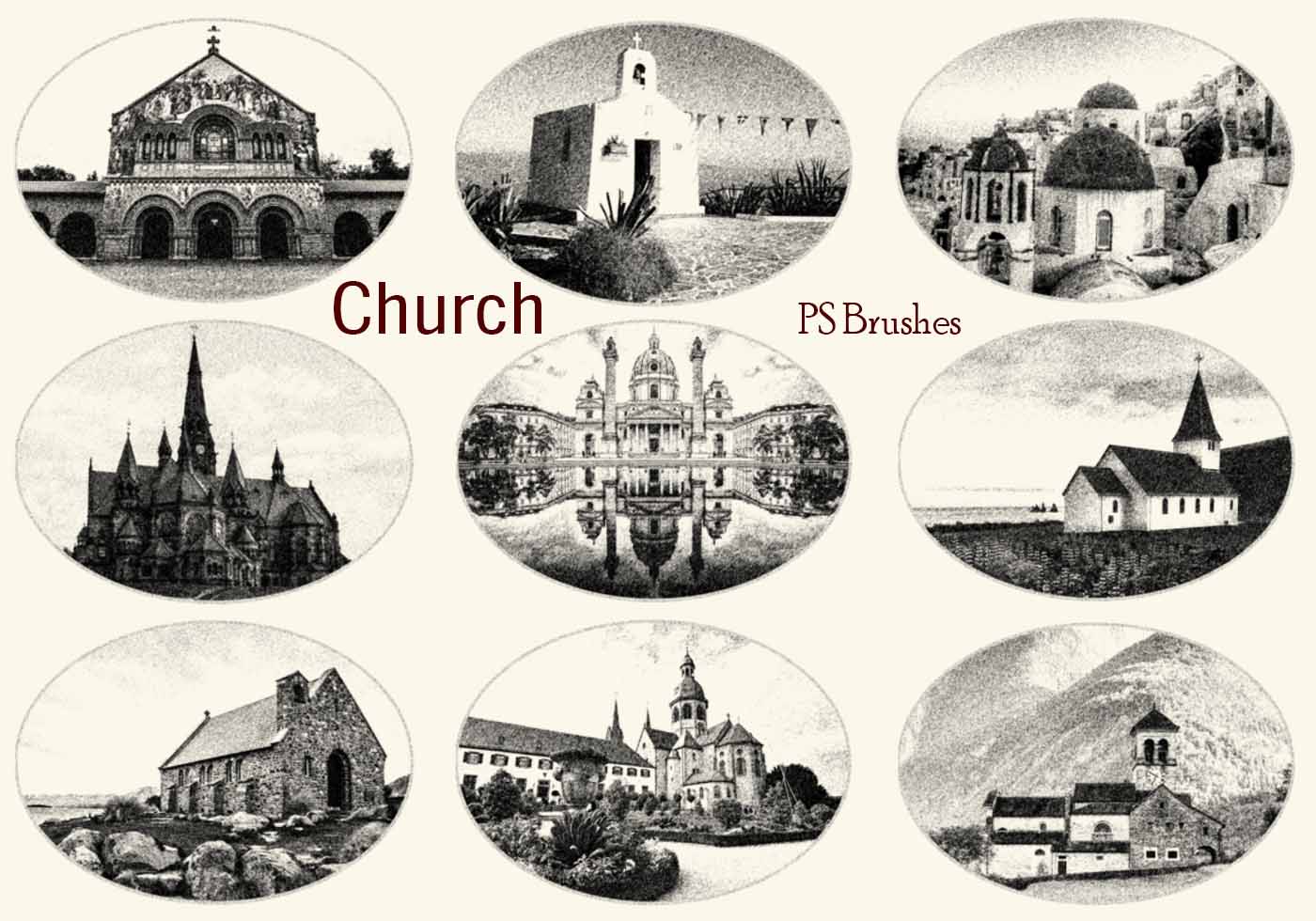 20 Engraved Church PS Brushes abr. vol.11 Free Brushes at